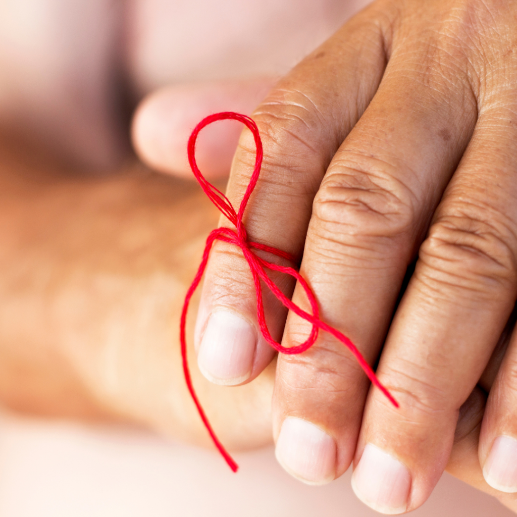 a picture of a knot tied to the finger for memory loss